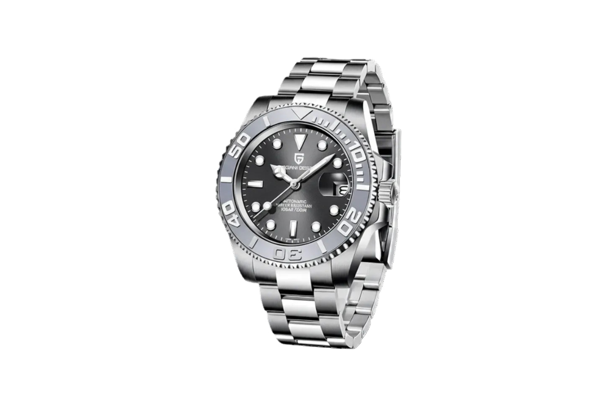 PAGANI DESIGN PD-1651 with steel white gray dial, caseback view