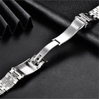 PAGANI DESIGN 20mm stainless steel bracelet butterfly deployant clasp closeup