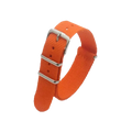 PAGANI DESIGN 20mm nylon NATO strap in orange with silver buckle, detail view