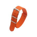 PAGANI DESIGN 20mm nylon NATO strap in orange with silver buckle, detail view