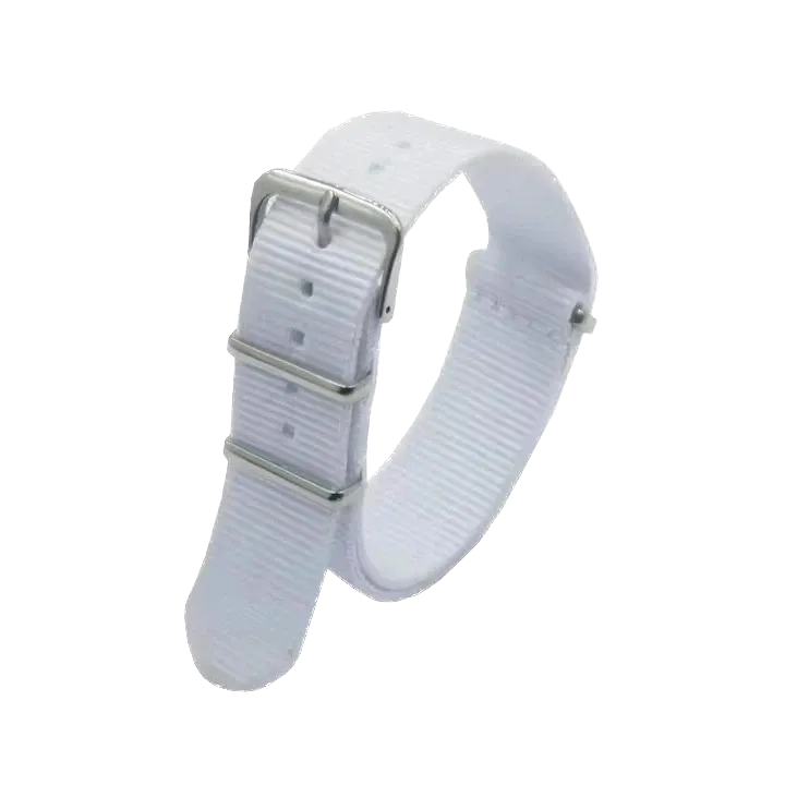 PAGANI DESIGN 20mm nylon NATO strap in white with silver buckle and keepers
