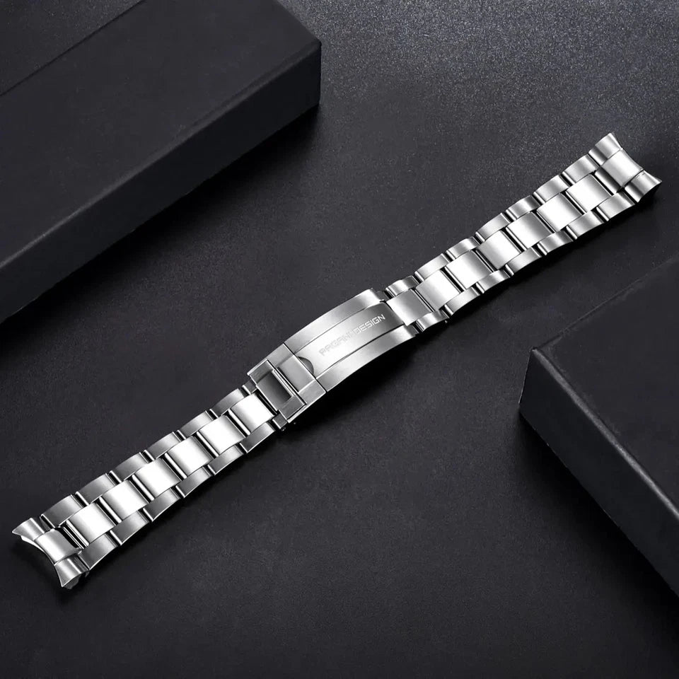 Pagani Design Original stainless steel oyster polished bracelet 20MM, flat detail view