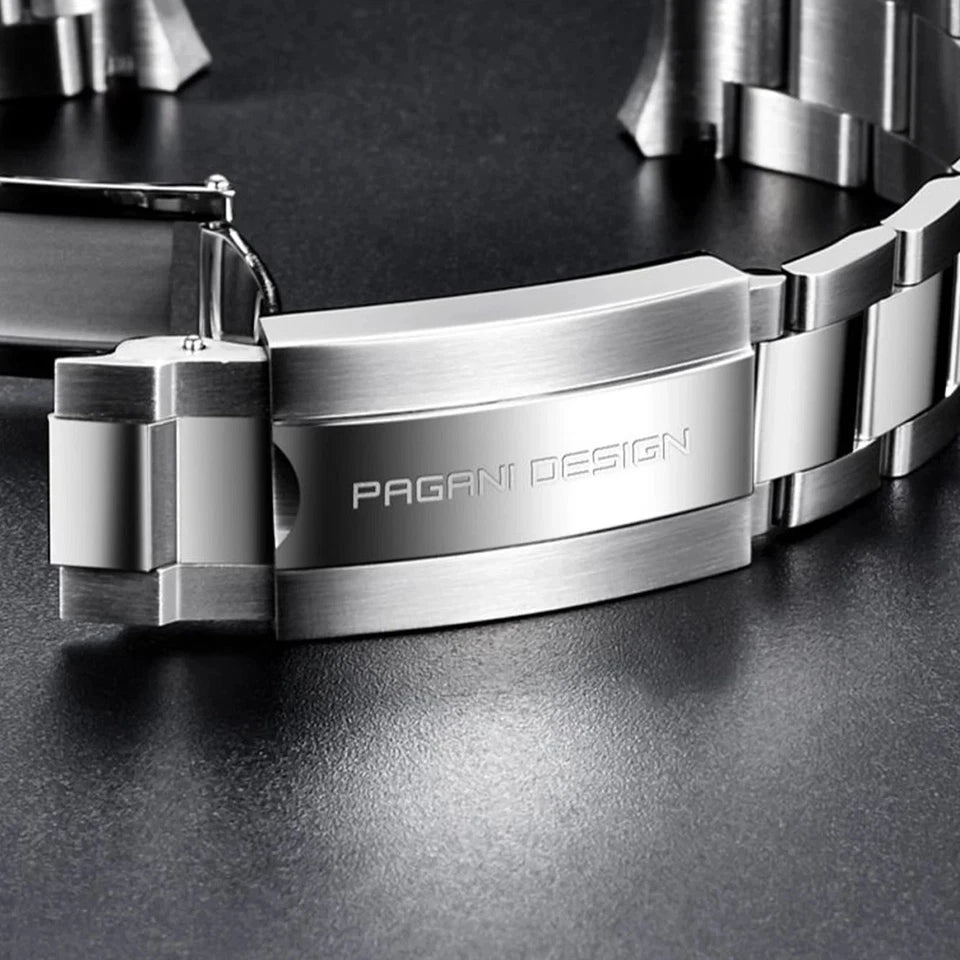 PAGANI DESIGN 20mm oyster stainless steel strap deployant clasp with brand engraving
