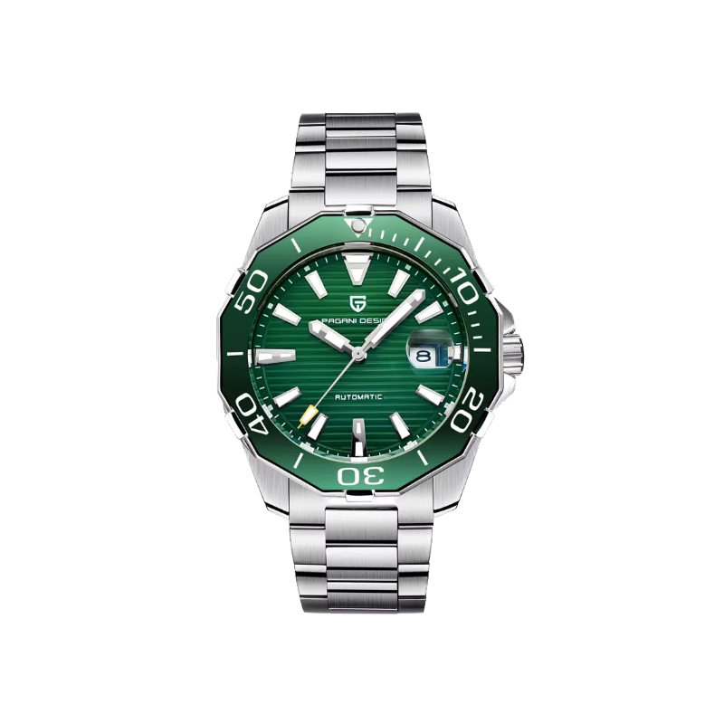 PAGANI DESIGN PD-1617 Military Sport watch with green dial, front view