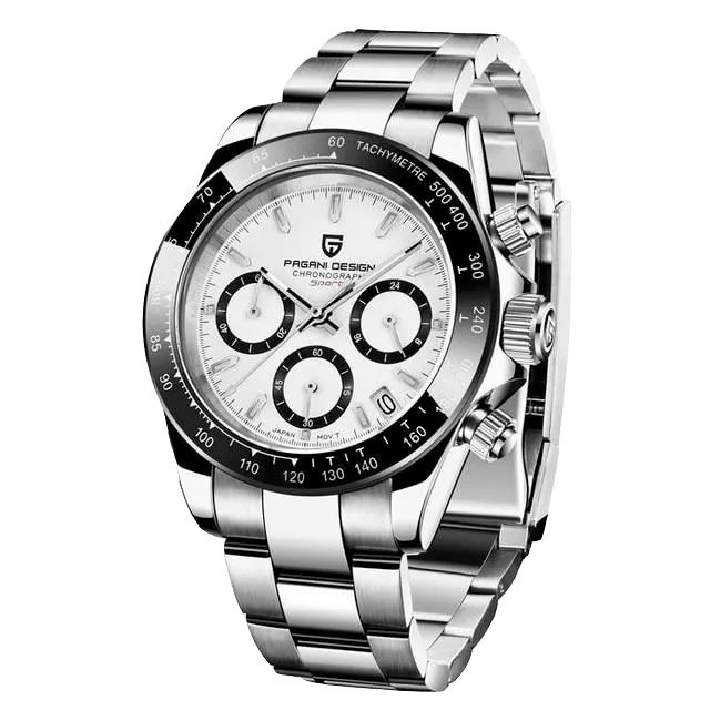 Pagani Design PD-1644 chronograph watch with white dial — front view