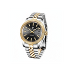 PAGANI DESIGN PD-1645 automatic watch black dial two-tone gold bracelet front view