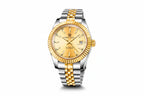 PAGANI DESIGN PD-1645 Jubilee automatic two-tone watch with gold dial, angled view