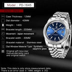 PAGANI DESIGN PD-1645 specifications graphic case thickness dial diameter blue dial