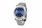 PAGANI DESIGN PD-1645 automatic watch with blue dial and fluted bezel front view