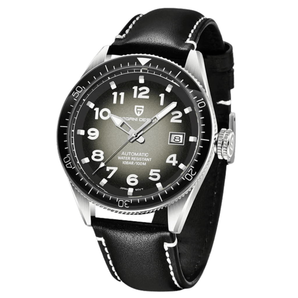Pagani Design PD-1649 watch with black leather dial