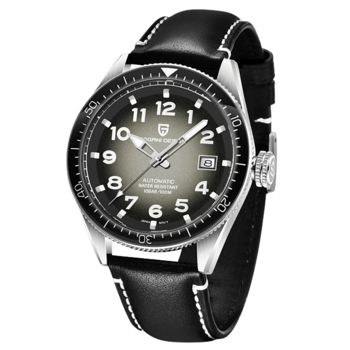 Pagani Design PD-1649 watch with black leather dial