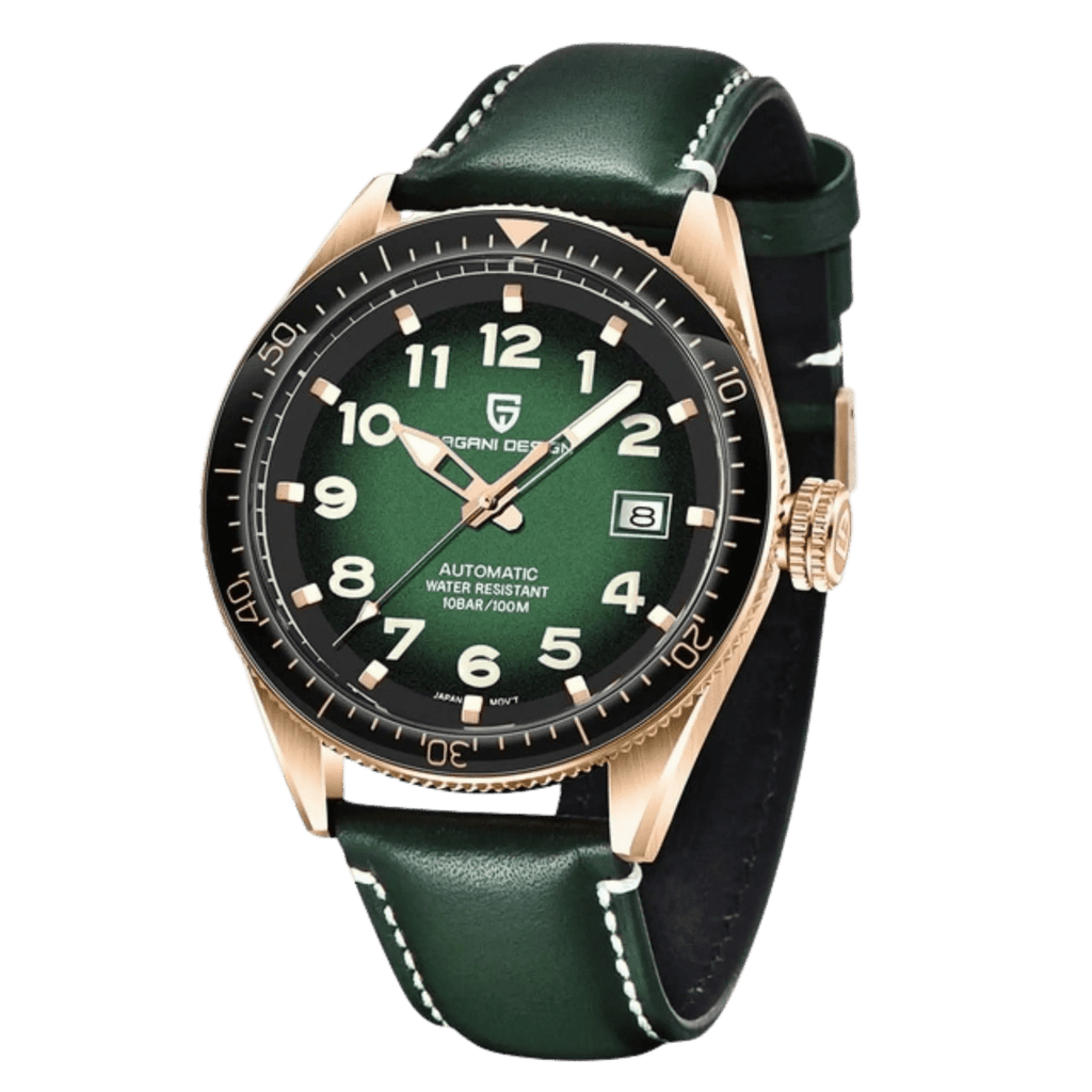 Pagani Design PD-1649 watch with green leather dial