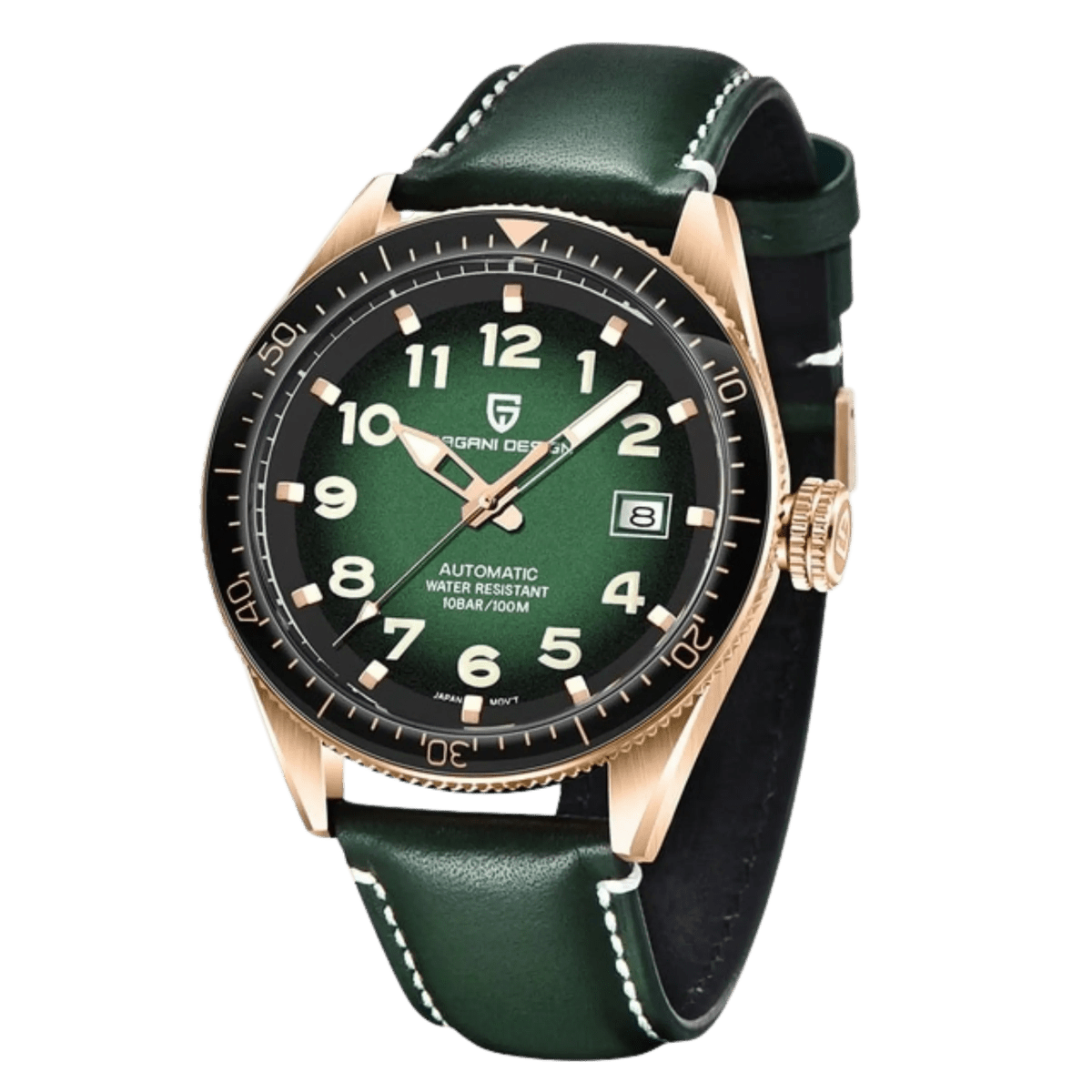 Pagani Design PD-1649 watch with green leather dial