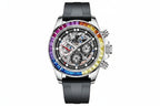 PAGANI DESIGN PD-1653 Rainbow Automatic Chronograph with rubber c dial, caseback view
