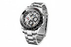 PAGANI DESIGN PD-1653 chronograph with skeleton white dial black bezel angled side view
