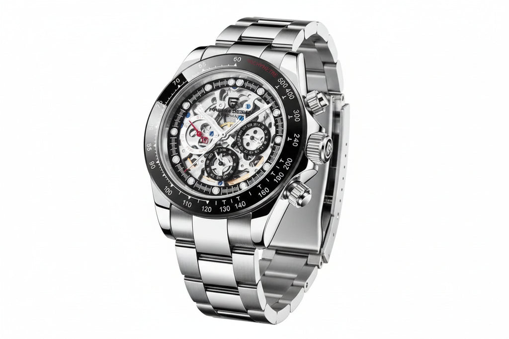 PAGANI DESIGN PD-1653 Rainbow Automatic Chronograph Men's Watch in Steel Black with watch
