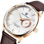 PAGANI DESIGN PD-1654 40mm watch with white dial rose gold case brown leather strap thumbnail view
