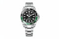 PAGANI DESIGN PD-1662 GMT watch with black dial green and black bezel and steel bracelet front