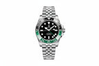 PAGANI DESIGN PD-1662 GMT men's watch with black dial and green black Sprite bezel jubilee bracelet front view