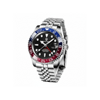 PAGANI DESIGN PD-1662 GMT watch with black dial blue and red Pepsi bezel jubilee bracelet front