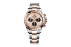 PAGANI DESIGN PD-1664 chronograph watch with rose gold dial black subdials and two-tone bracelet front view
