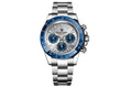 PAGANI DESIGN PD-1664 chronograph watch with silver dial blue subdials and blue bezel front view