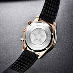 PAGANI Design PD-1664 chronograph caseback with starfish engraving and black rubber strap