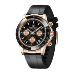Pagani Design PD-1664 chronograph rubber strap watch with gold black dial