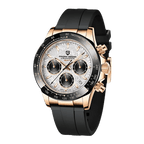 Pagani Design PD-1664 chronograph rubber strap watch with gold white dial