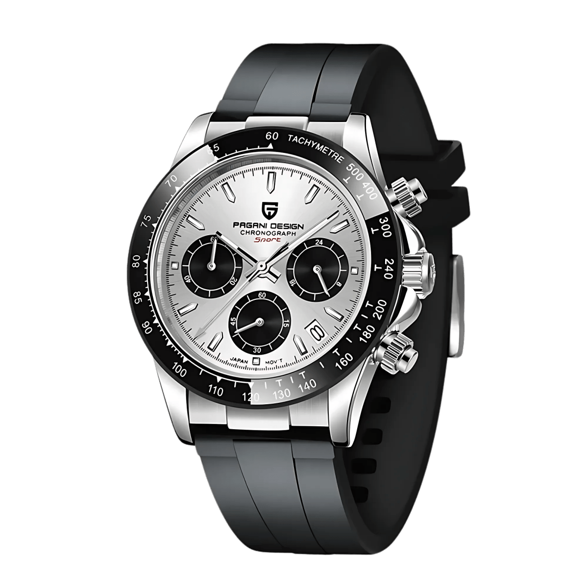 Pagani Design PD-1664 chronograph rubber strap watch with gray dial
