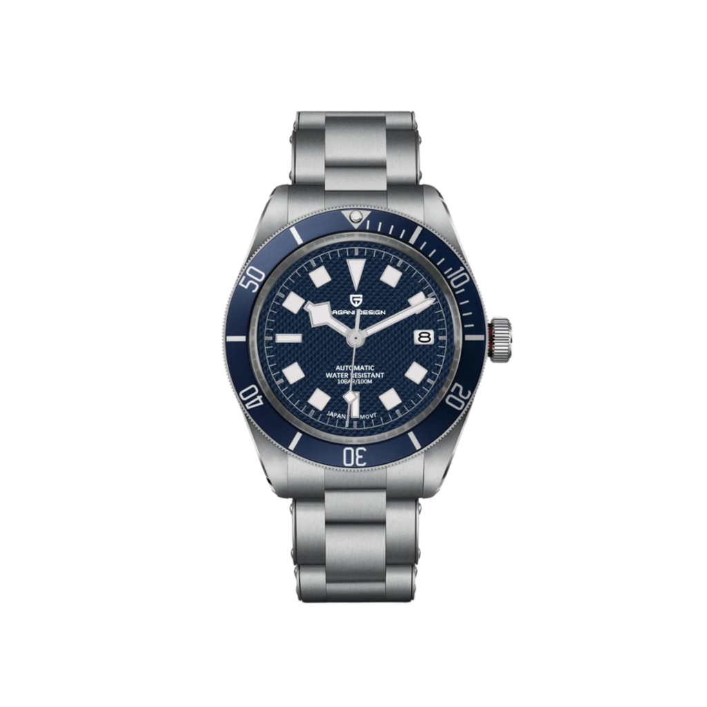 PAGANI DESIGN PD-1671 automatic diver watch with blue dial and blue bezel, front view