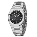 Pagani Design PD-1673 black textured dial with octagonal stainless steel case and integrated bracelet