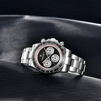 Pagani Design PD-1676 black dial chronograph with white sub-dials and pink minute track