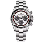 Pagani Design PD-1676 white panda dial chronograph, black tachymetre bezel and steel bracelet