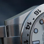 PAGANI DESIGN PD-1682 GMT Explorer II silver bezel and case closeup detail view