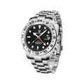 PAGANI DESIGN PD-1682 GMT Explorer II with black dial and steel jubilee bracelet front view