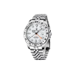 PAGANI DESIGN PD-1682 GMT Explorer II watch with white dial and steel jubilee bracelet front