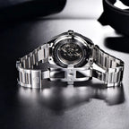 PAGANI Design PD-1688 automatic watch caseback with exposed movement and steel bracelet