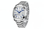 PAGANI DESIGN PD-1688 men's watch with white dial and blue hands stainless steel bracelet side view