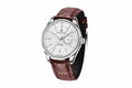 PAGANI DESIGN PD-1689 VH65 men's watch with white dial fluted bezel and brown leather strap front view