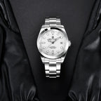 Pagani Design PD-1692 white dial on black leather, contrasting black markers against the steel case