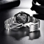 PAGANI DESIGN PD-1693 GMT automatic watch caseback and clasp with stainless steel bracelet