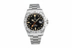 PAGANI DESIGN PD-1693 GMT automatic watch with black dial and orange GMT hand, front view