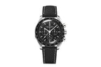 PAGANI DESIGN PD-1701 chronograph with black dial and black canvas leather strap front view
