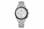 PAGANI DESIGN PD-1701 chronograph with white dial black bezel and steel bracelet front view