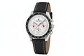 PAGANI DESIGN PD-1701 chronograph with white dial and black leather strap, angled detail view