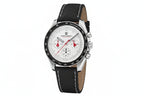 PAGANI DESIGN PD-1701 chronograph with white dial and black leather strap, angled detail view