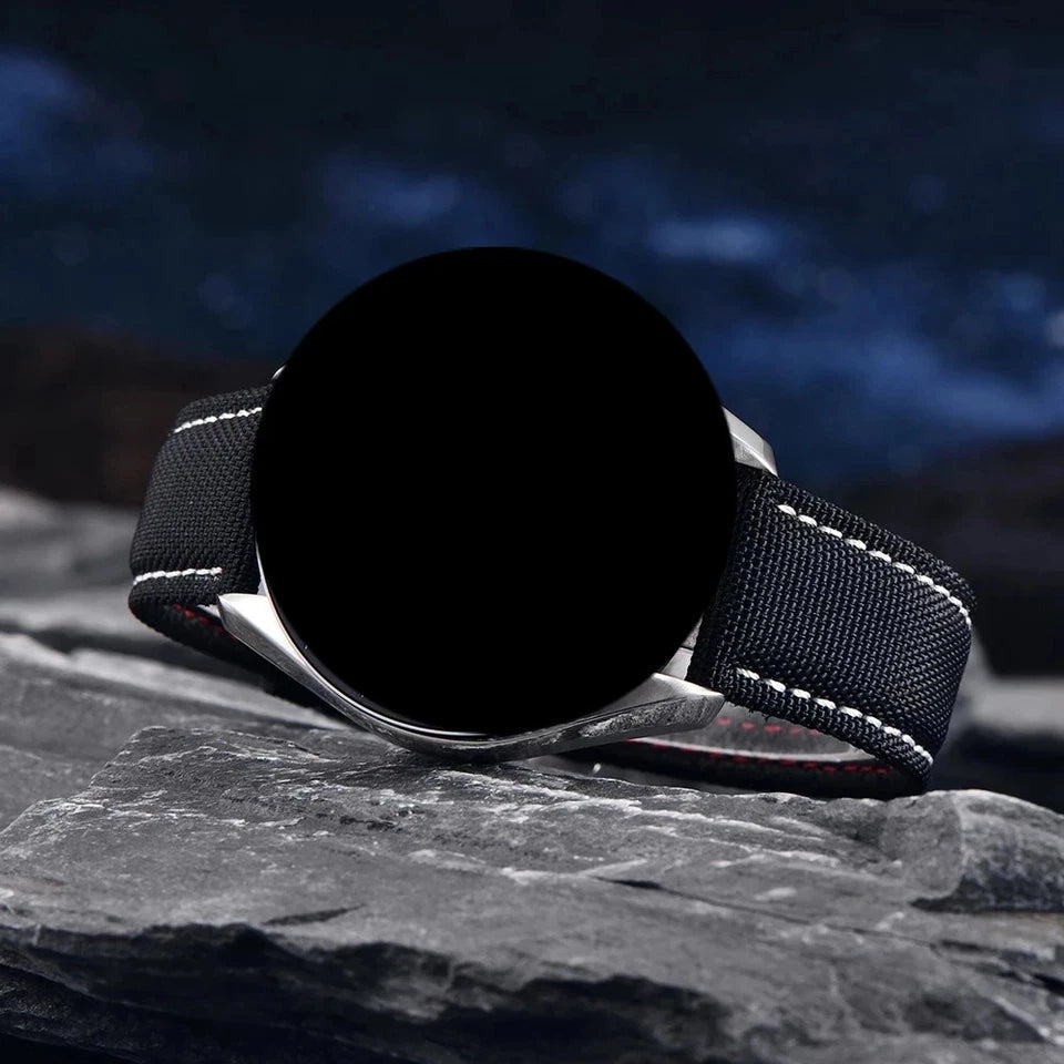 PAGANI DESIGN PD-1701 nylon strap on watch with masked dial and red interior stitching