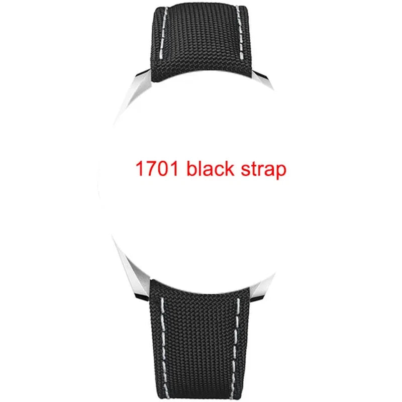 PAGANI DESIGN 20mm nylon strap for PD-1701 in black with white stitching callout graphic