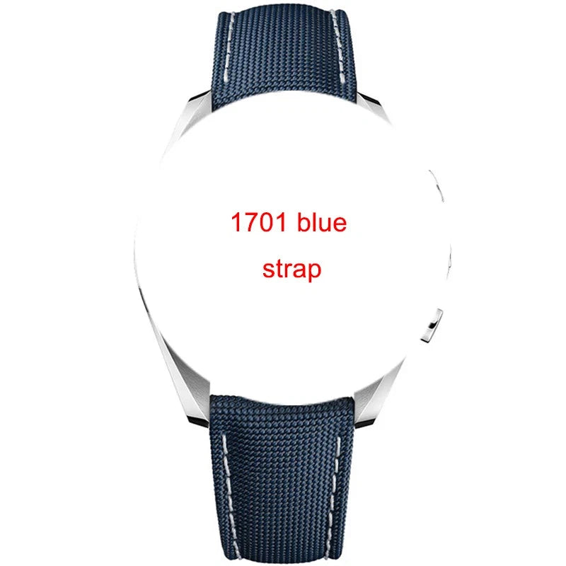 PAGANI DESIGN 20mm nylon strap for PD-1701 in navy blue with white stitching callout graphic